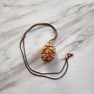 14K Gold Pinecone Necklace